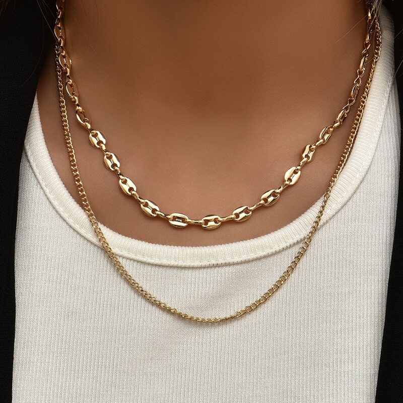 

2pcs Minimalist Necklace, Gold