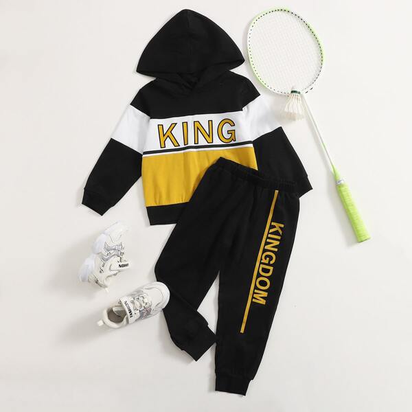 

Toddler Boys Cut And Sew Letter Hoodie With Sweatpants, Multicolor