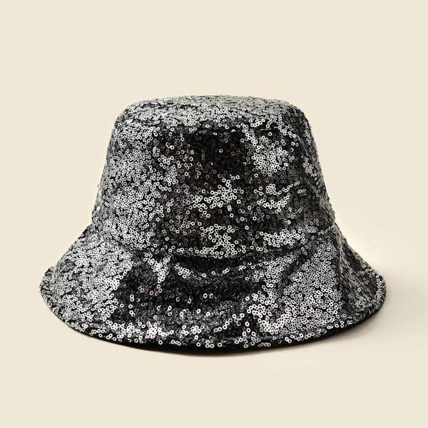 

Sequins Decor Bucket Hat, Grey