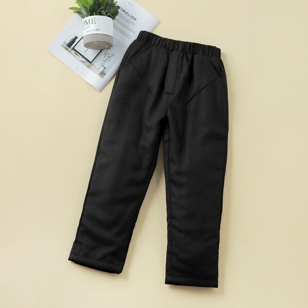 

Boys Solid Slant Pocket Pants, Black