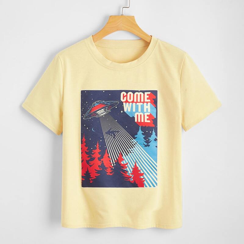 

Letter Graphic Tee, Yellow pastel