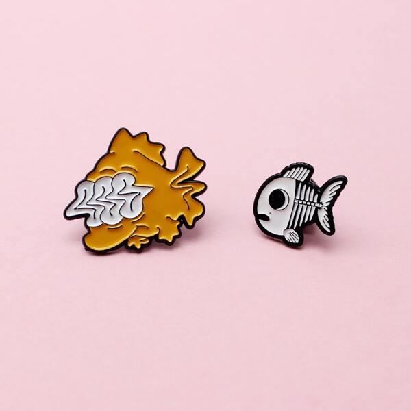 

2pcs Animal Design Brooch, Multicolor
