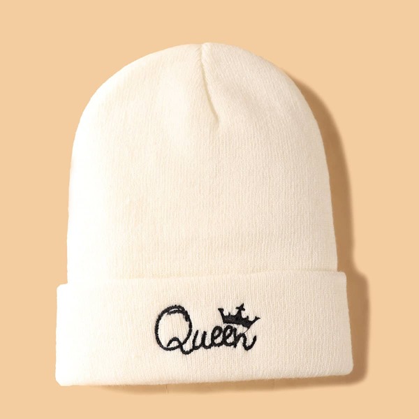 

Letter Embroidery Beanie, Beige