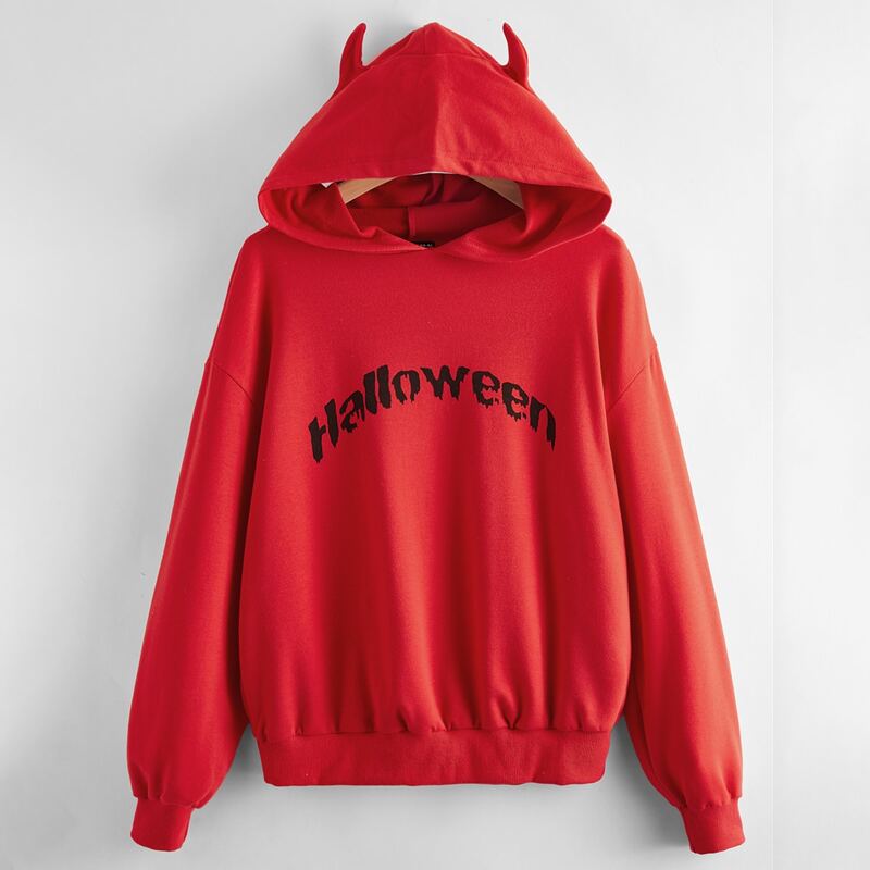 

Letter Graphic Drop Shoulder Hoodie, Red