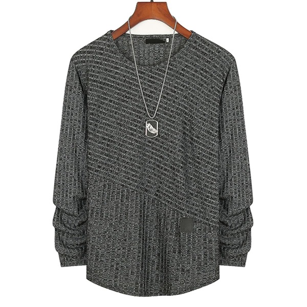 

Men Space Dye Rib Knit Tee, Dark grey