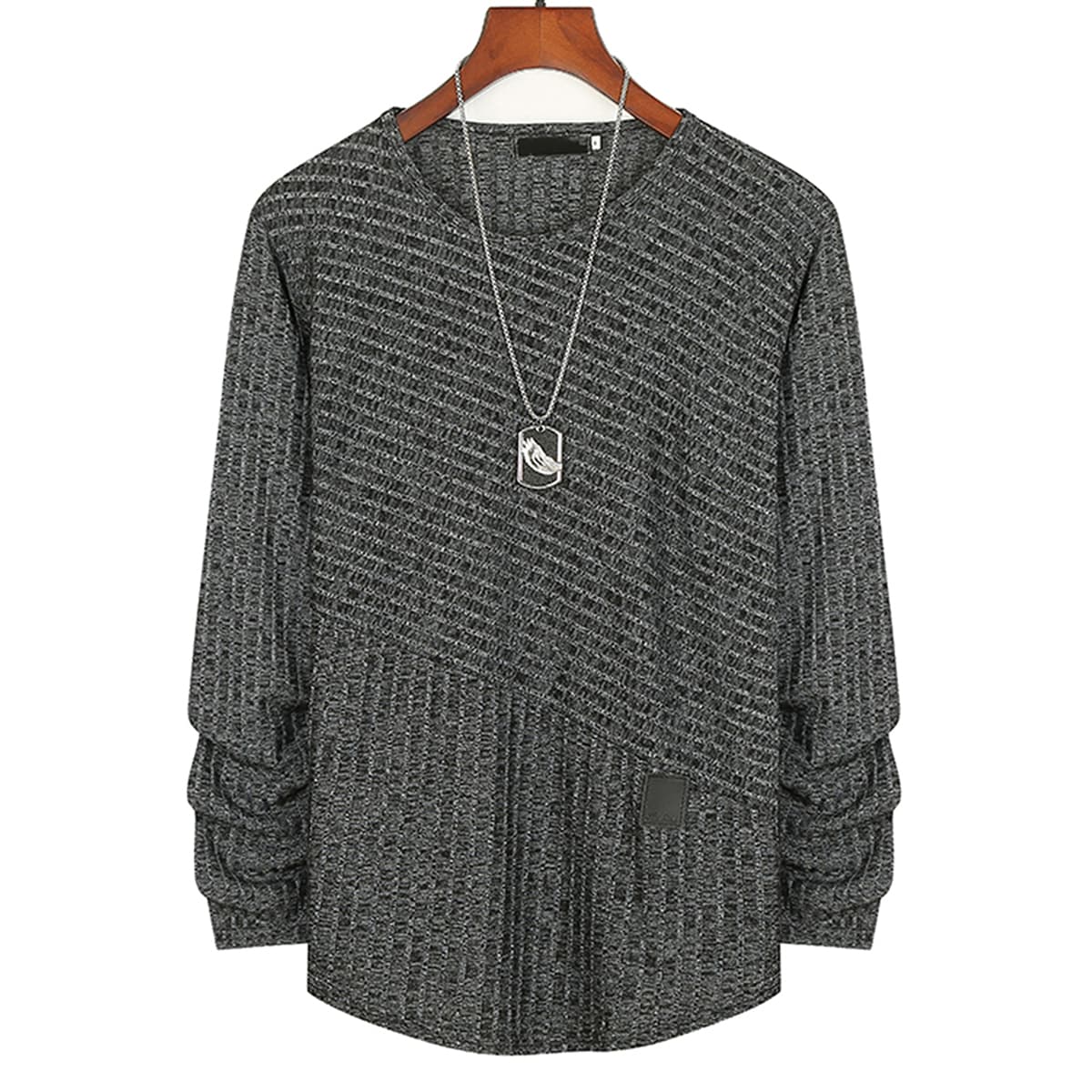 

Men Space Dye Rib Knit Tee, Dark grey