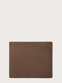 Men Letter Graphic Fold Over Wallet - Coffee Brown - View 2