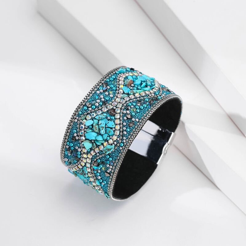 

Rhinestone Detail Wide Bracelet, Blue
