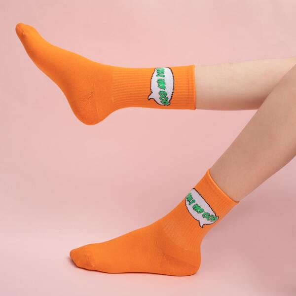 

Letter Graphic Crew Socks, Orange