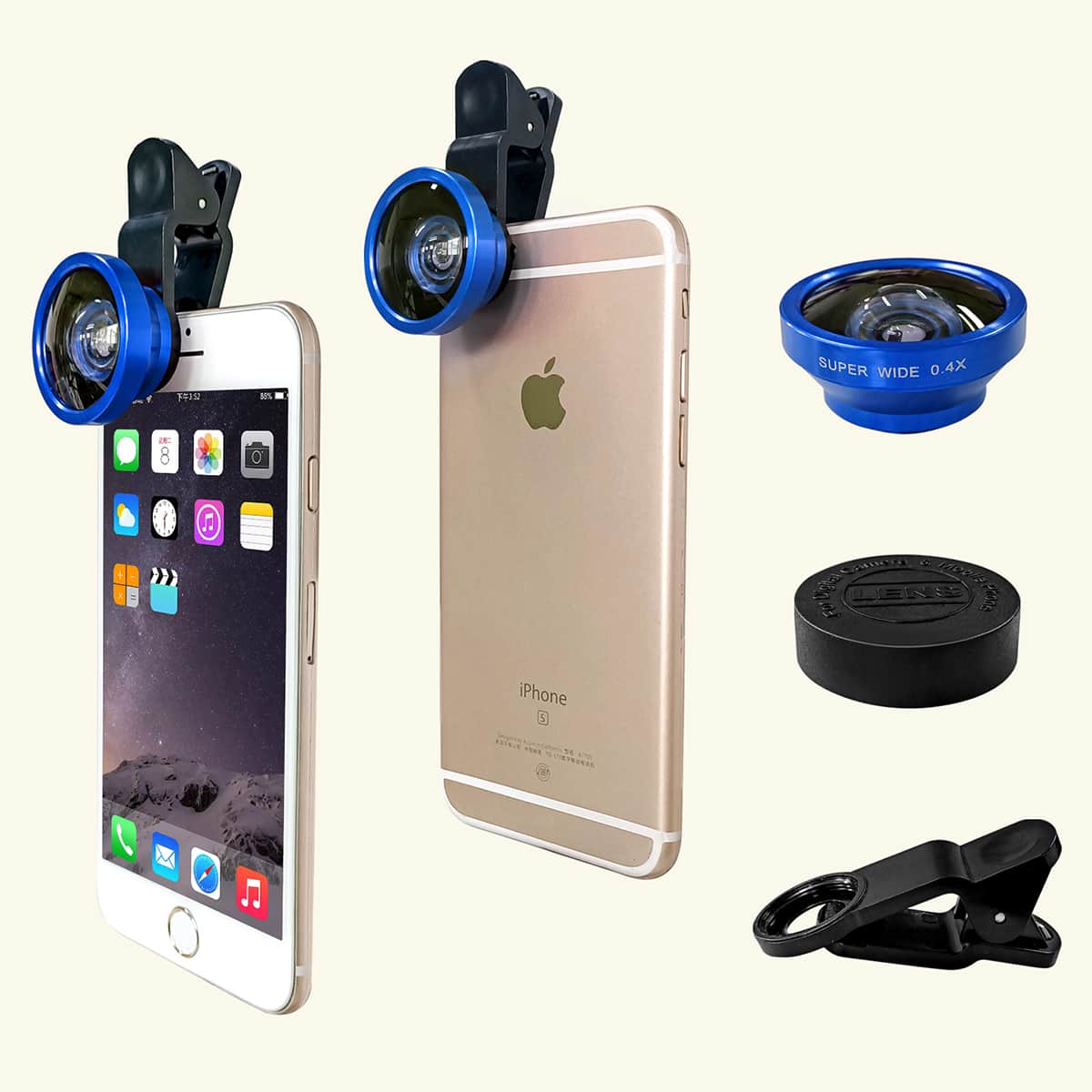

3 In 1 Phone Wide Angle Macro Fisheye Clip Lens, Blue