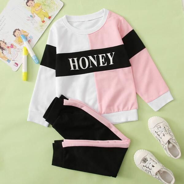 

Toddler Girl Colorblock Letter Graphic Sweatshirt & Sweatpants Set, Multicolor