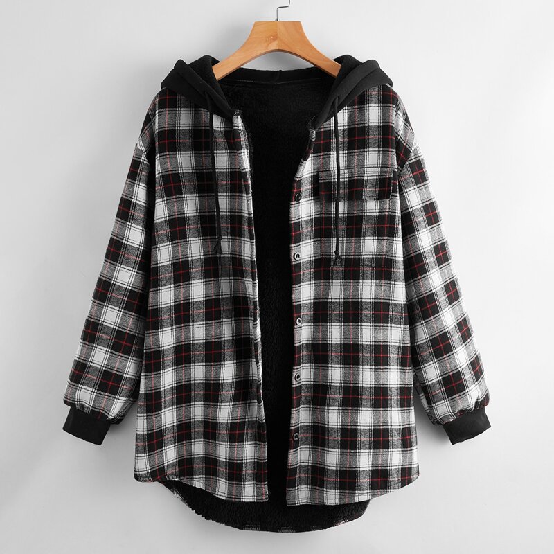 

Plaid Hooded Coat, Multicolor