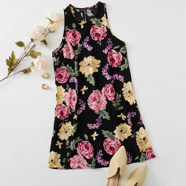 

Floral Print Tunic Dress, Multicolor