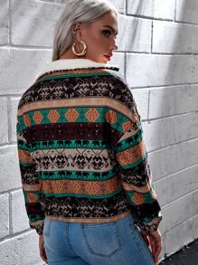 SHEIN All Over Print Zip Up Jacket - Multicolor - View 2