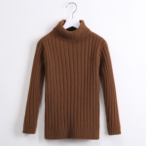 

Toddler Girls Solid Turtleneck Sweater, Coffee brown