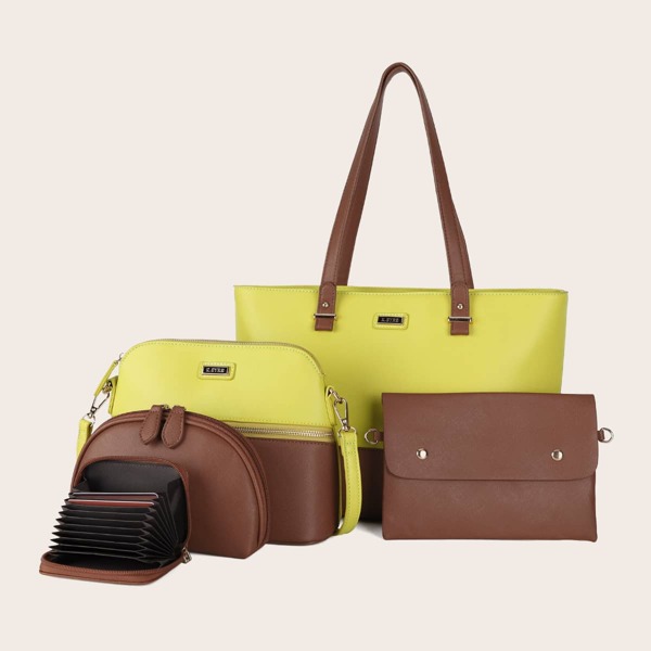 

5pcs Metal Decor Tote Bag Set, Multicolor