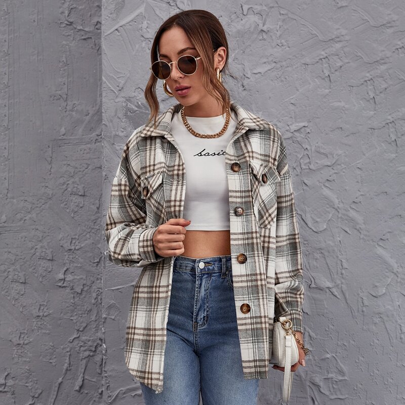 

Tartan Drop Shoulder Overshirt, Multicolor
