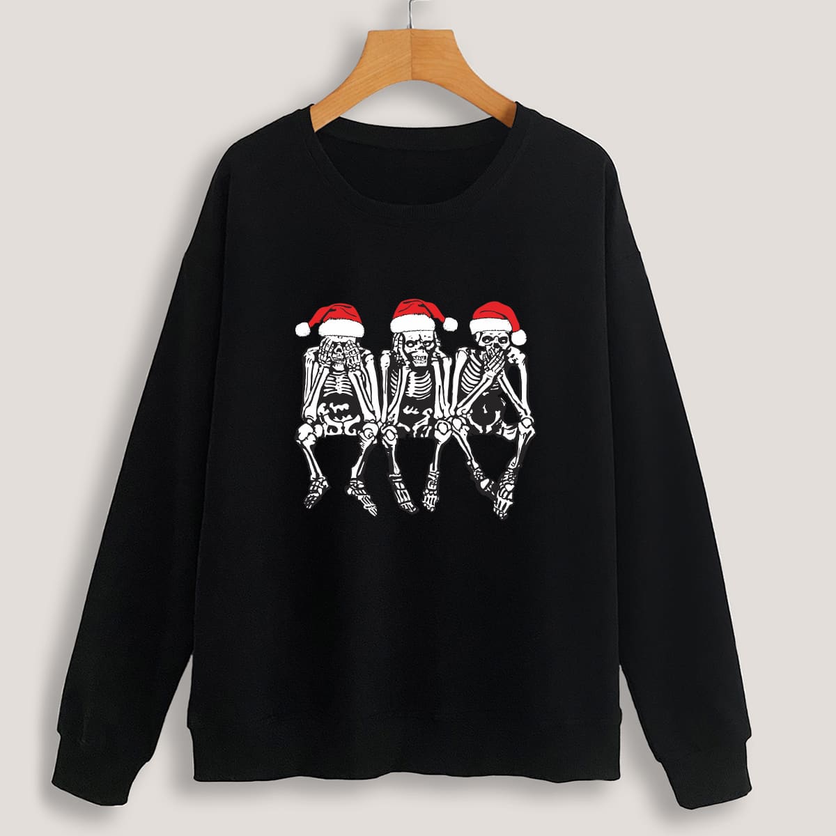 

Christmas Skeleton Graphic Sweatshirt, Black
