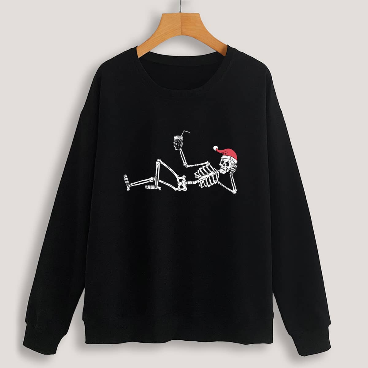 

Christmas Skeleton Graphic Sweatshirt, Black