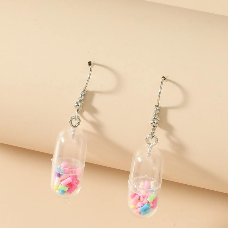 

Clear Capsule Drop Earrings, Multicolor