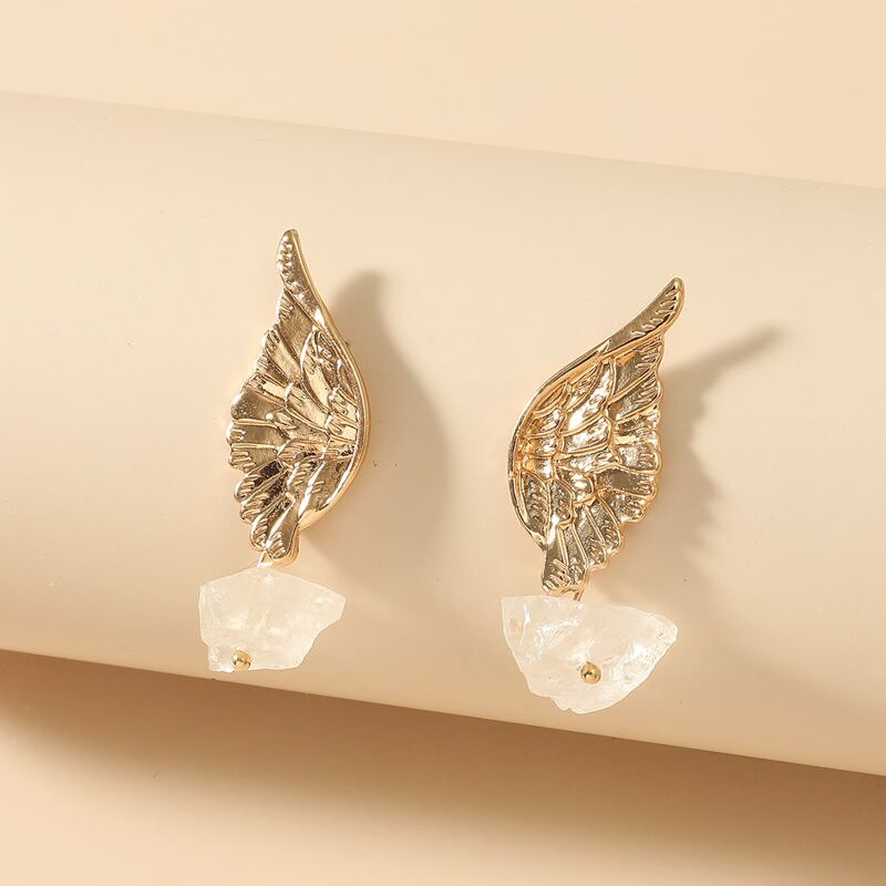 

Wing & Stone Stud Earrings, Gold