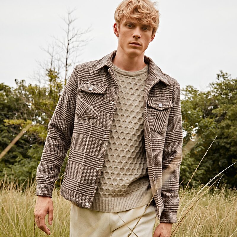 

Guys Plaid Flap Pockets Jacket, Mocha brown