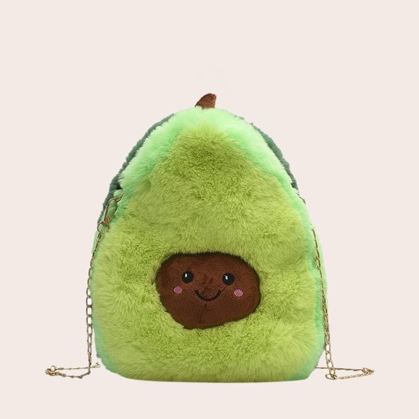 

Girls Cartoon Decor Fluffy Backpack, Green