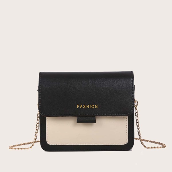 

Two Tone Chain Crossbody Bag, Black