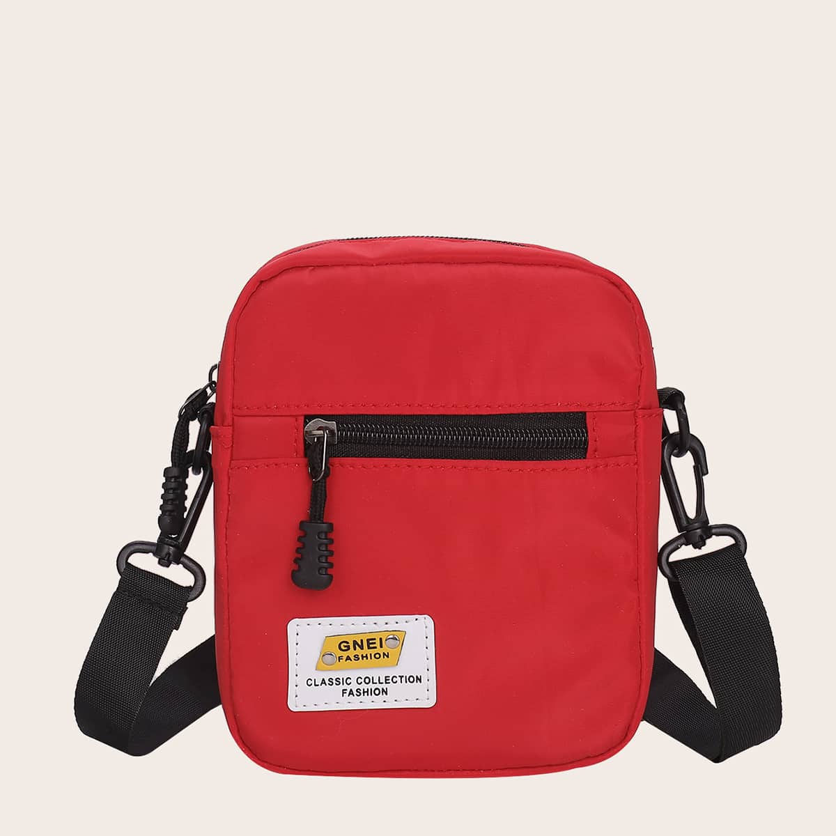 

Letter Patch Crossbody Bag, Red