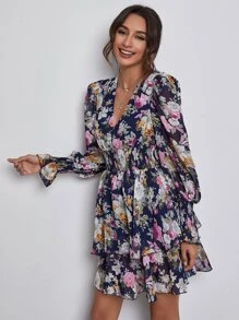 SHEIN Đầm phân lớp Hoa Boho - Nhiều màu - Xem 5