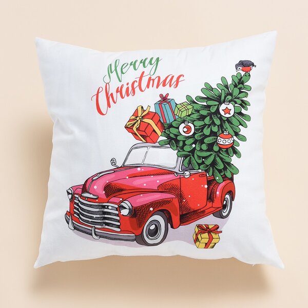 

Christmas Tree Print Cushion Cover Without Filler, Multicolor