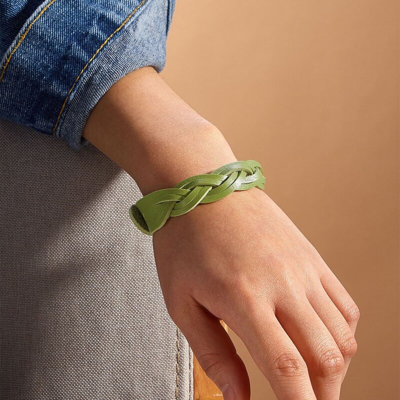 

PU Leather Braided Bracelet, Green