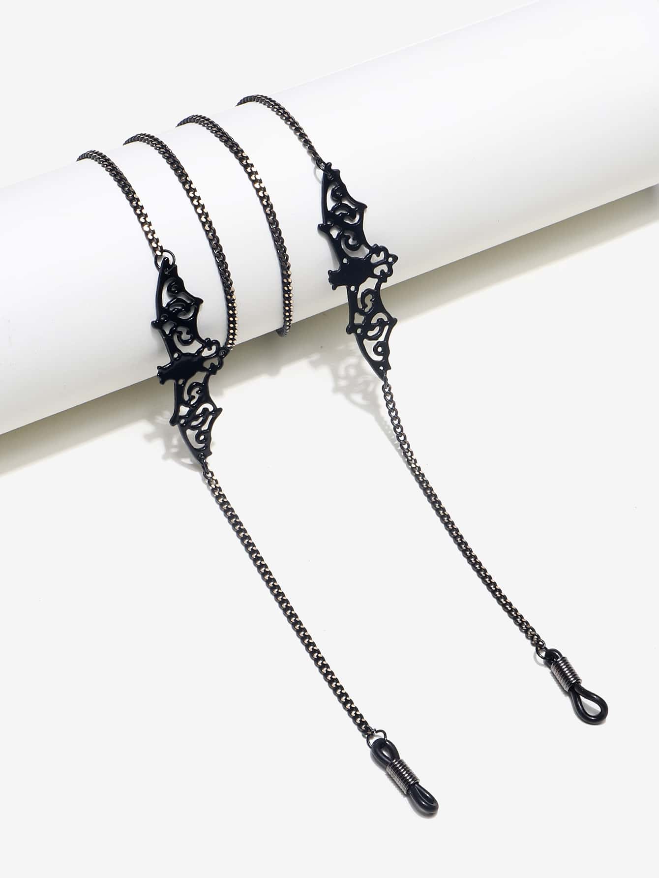 1pc Black Copper Bat Eyeglasses Chain, Suitable For Everyday Wear - Black - View 1