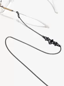 1pc Black Copper Bat Eyeglasses Chain, Suitable For Everyday Wear - Black - View 3