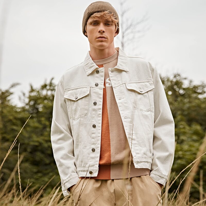 

Guys Flap Pocket Denim Jacket, White