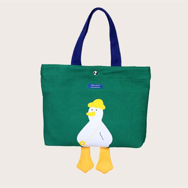 

Kids Cartoon Decor Tote Bag, Green