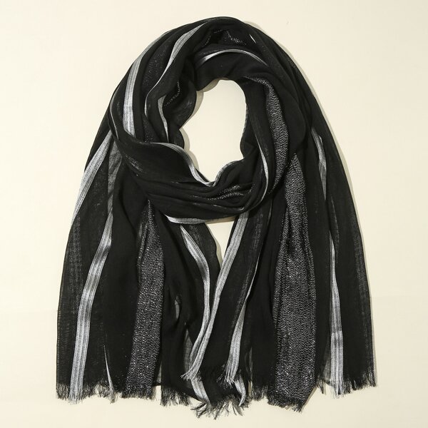 

Striped Pattern Scarf, Black