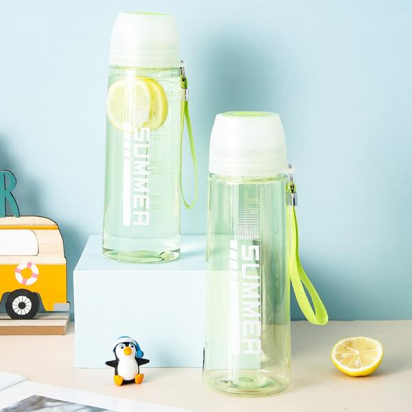 

1pc Letter Graphic Water Bottle, Green