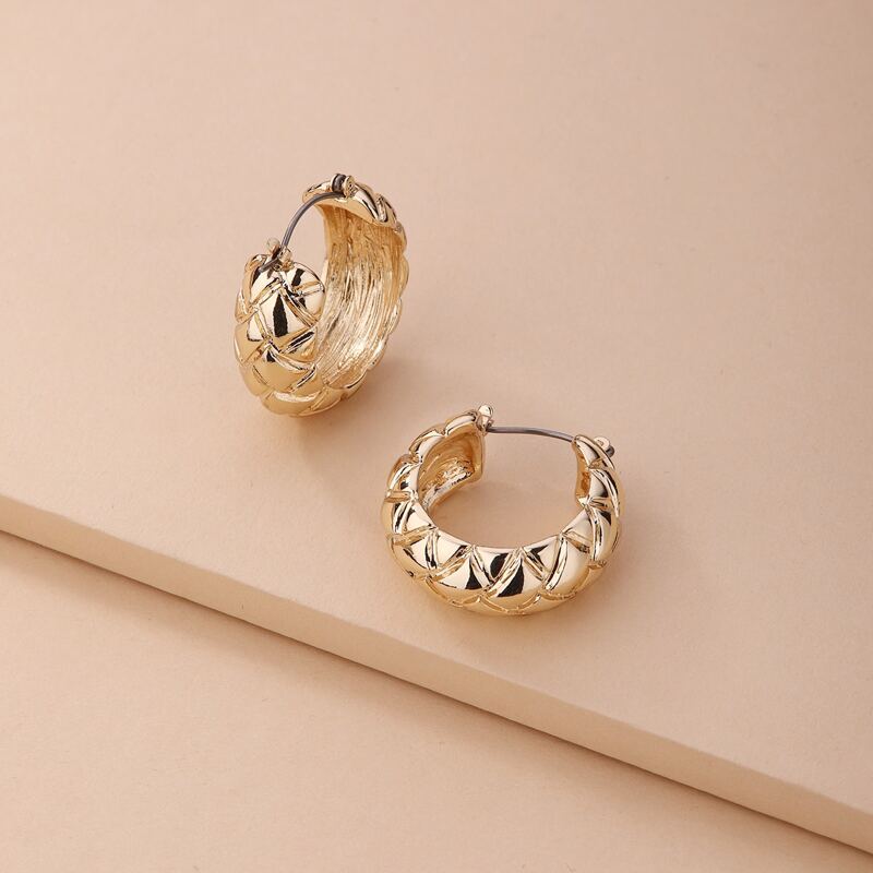 

Textured Metal Hoop Earrings, Gold