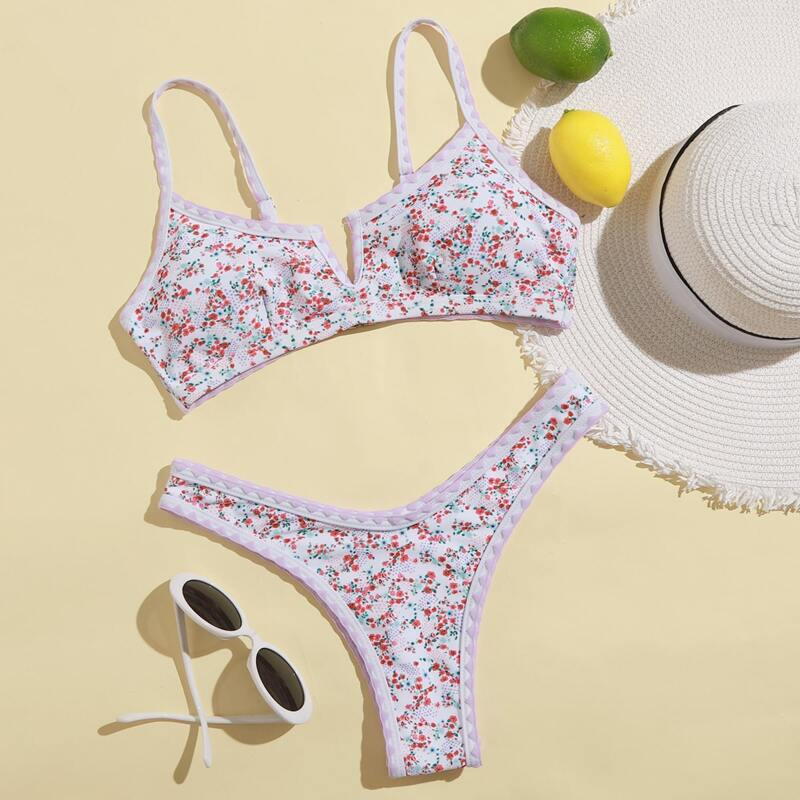 

Ditsy Floral High Cut Bikini Swimsuit, Multicolor