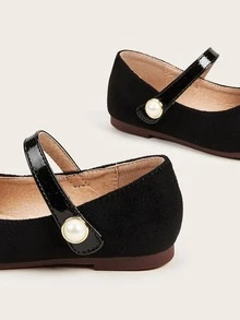 小女童人造珍珠裝飾平底鞋