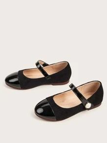 小女童人造珍珠裝飾平底鞋