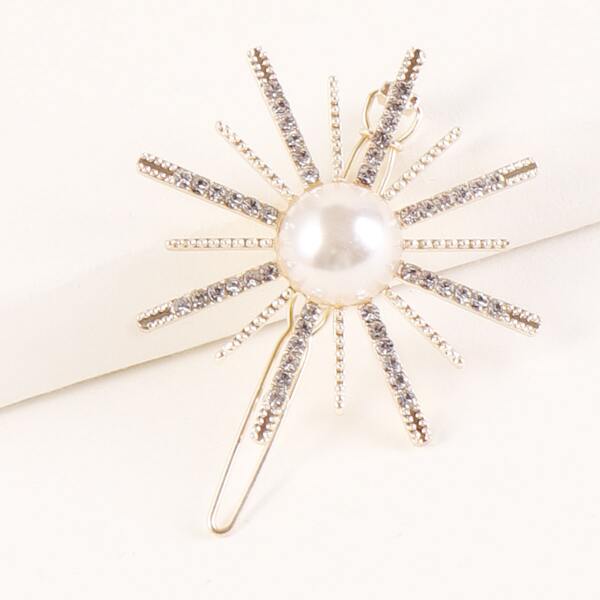 

Faux Pearl & Rhinestone Decor Hair Clip, Gold