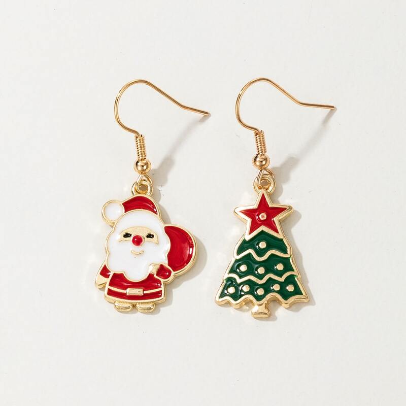 

Christmas Tree & Santa Claus Drop Earrings, Multicolor