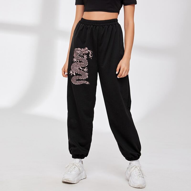 

Chinese Dragon Sweatpants, Black