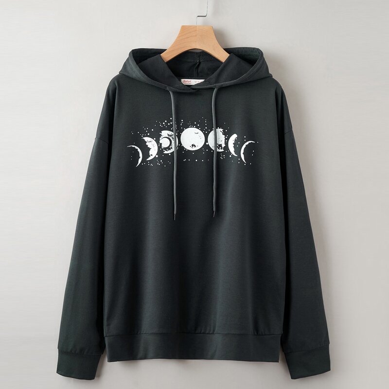 

Moon Graphic Hoodie, Dark grey