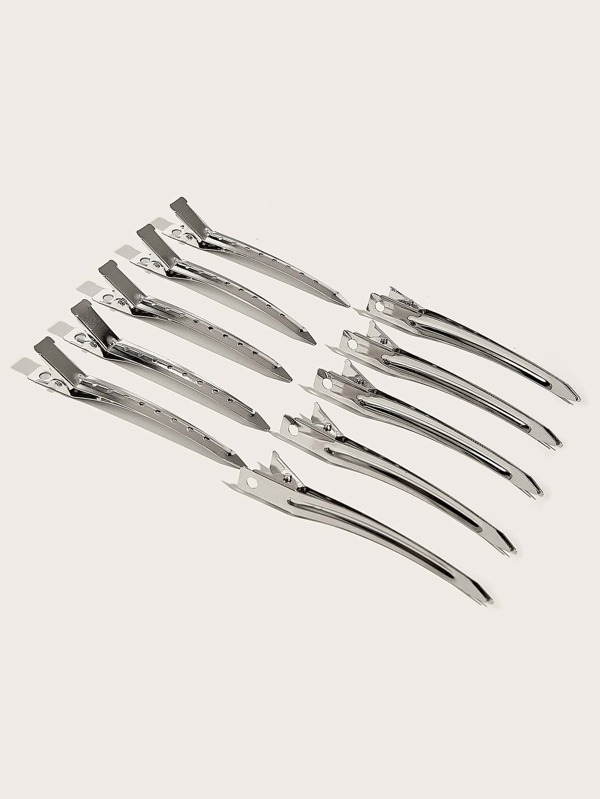 10PCS Professional Duckbill Hair Sectioning Clips – Silver Wave Grip Alligator Hair Clips For Styling, Cutting, Perming & Coloring – Non-Slip Flat Hair Clamps For Precise Partitioning – Durable Metal Hairdressing Tools For Salon, Barber & Home Use – Heat-Resistant & Anti-Slip Design