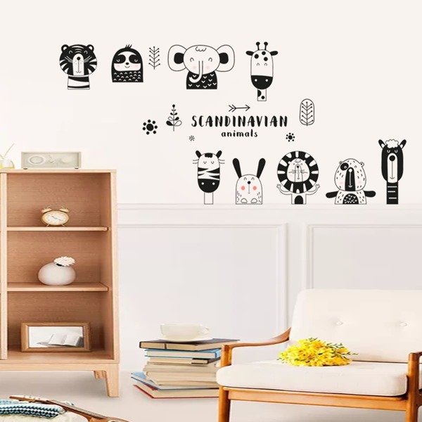 

Cartoon Animal Print Wall Sticker, Multicolor