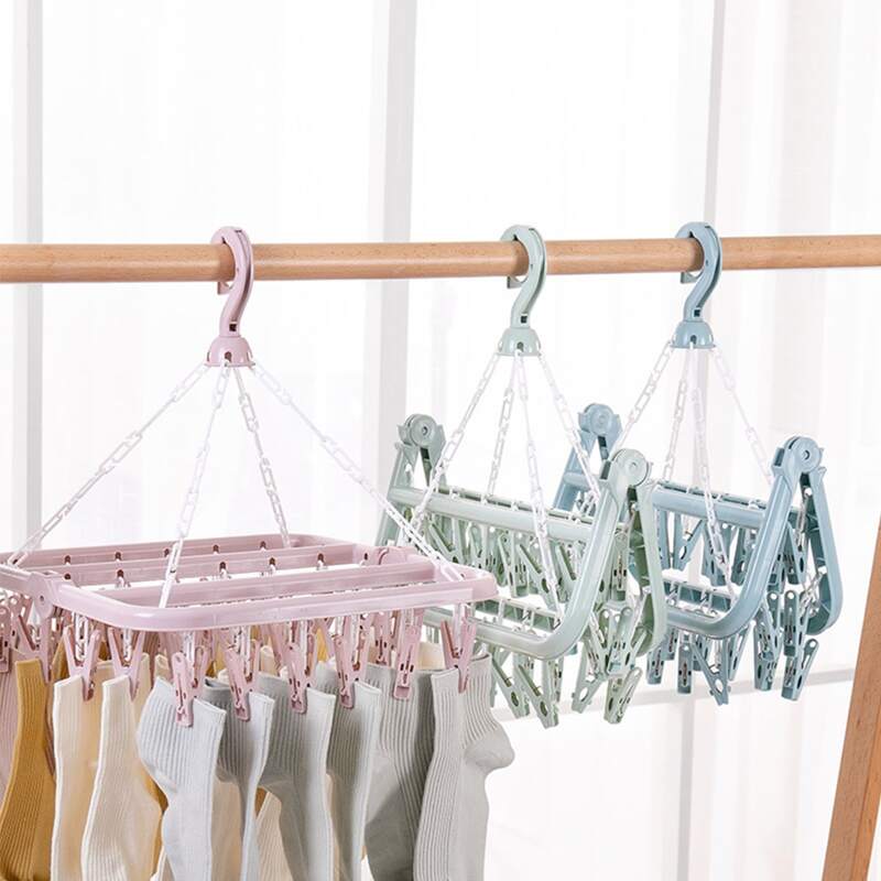 

1pc Random Color Collapsible Hanger With Clothespin, Multicolor