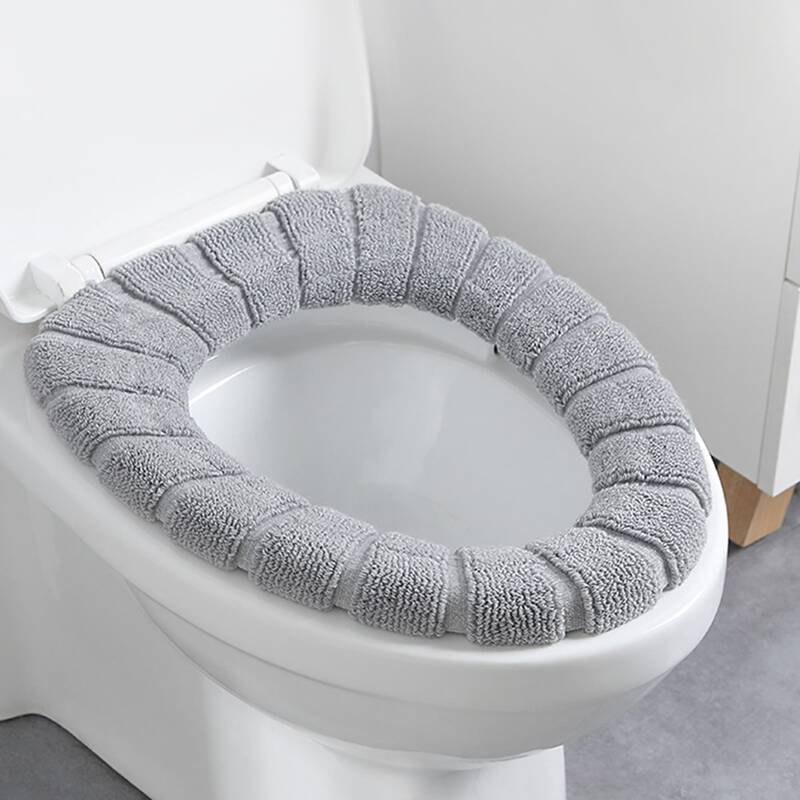 

1pc Plush Toilet Seat Cover, Grey